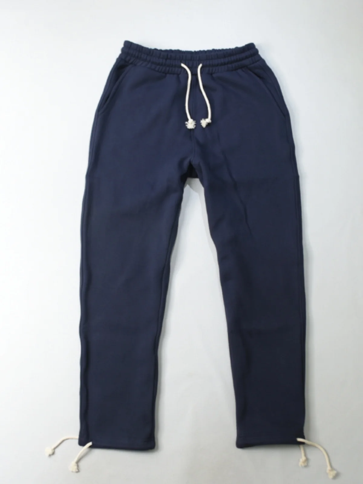 

Thiened Fce Lined Knitted Casual Straight Leg Pants Men's Winter Sports High Waist Trousers Simple Sle Pure Color