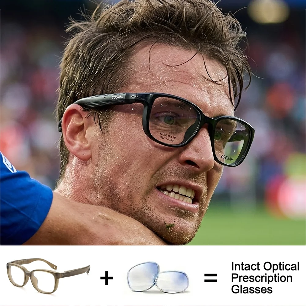 TR90&TPE High Impact Sports Prescription Glasses Men Customized Optical Eyeglasses Buffer Eyes Protection Basketball Football
