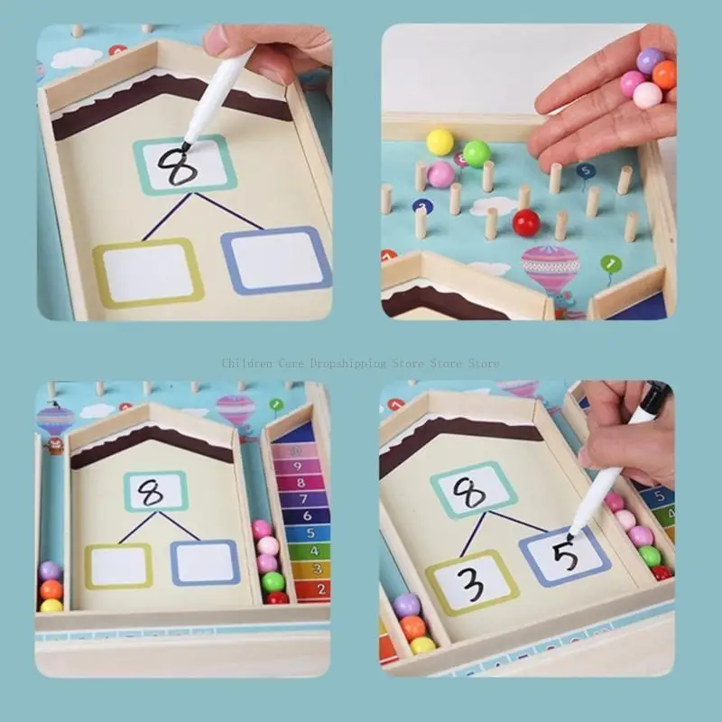 Bộ đồ chơi giáo dục toán học vui nhộn Bộ kết hợp số gỗ dành cho trẻ nuôi dưỡng kỹ năng số học sớm và sự tự tin