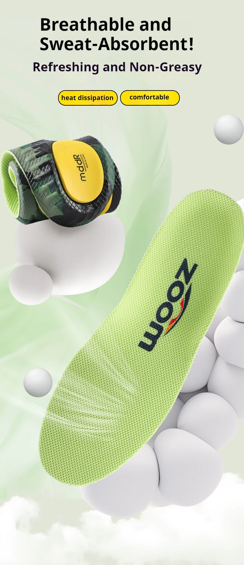 Neue, hochelastische, stoßdämpfende Einlegesohlen, atmungsaktiv, rutschfest, für Sport, mit Fußgewölbestütze, orthopädische Schuhpolster, 1 Paar. – Detail 5