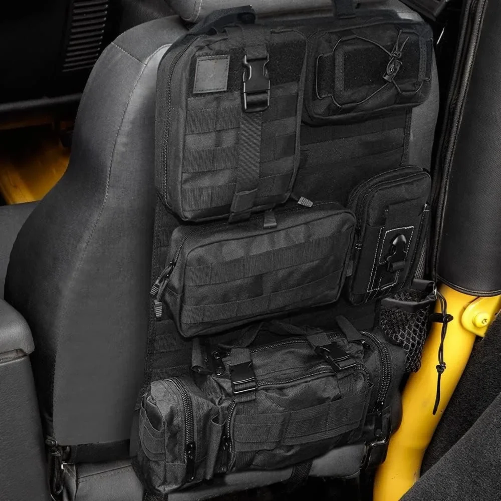 Universal Tactical Seat ​Back Organizer Vehicle Panel Organizer Storage Bag with 5 Detachable Pouch for Vehicel Jeep,Truck,SUV