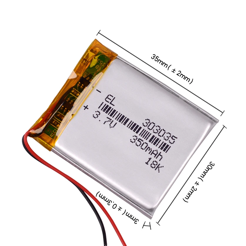 303035 3.7V 400mAh Polymer Lithium Ion / Li-ion Battery For Nakonetsto Registrar Dixon F650 Video Recorder Mp3 Player Alarm