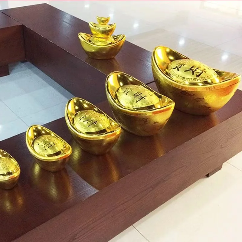 INS Lucky Gold Dollar Treasure Ancient Chinese Money Yuanbao Ornaments Office Shop Fengshui Decors Festive Candy Snacks Box Gift