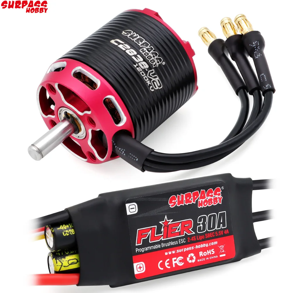 

C2822 C2826 C2830 C2834 C2838 Brushless Outrunner Motor 2-5S with 20A 30A Brushless ESC For RC Aircraft Plane Multicopter