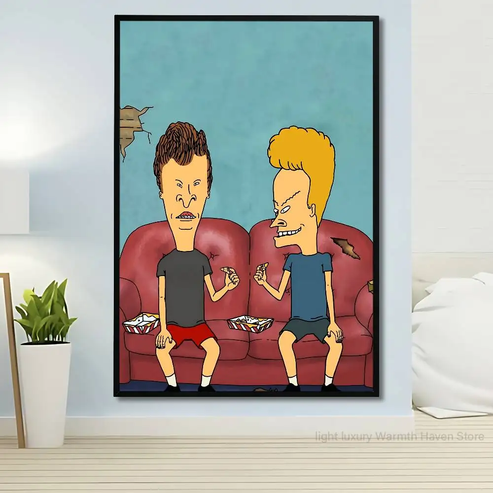 B-Beavis and B-Butt-Head Poster Waterproof HD Wall Art Decal Self-Adhesive Aesthetic Decor For Home Living