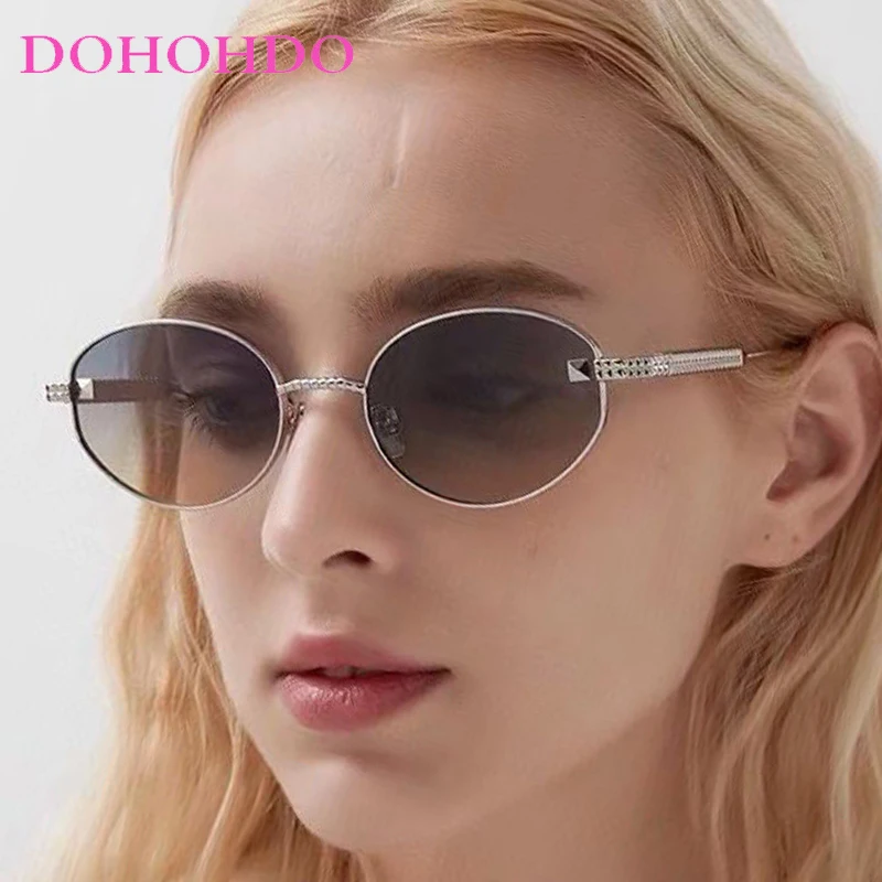 

New Fashion Metal Oval Sun Glasses Women Luxury Brand Design Man Eyewear Outdoor Travel Shade Sunglass Female Lentes UV400 Очки