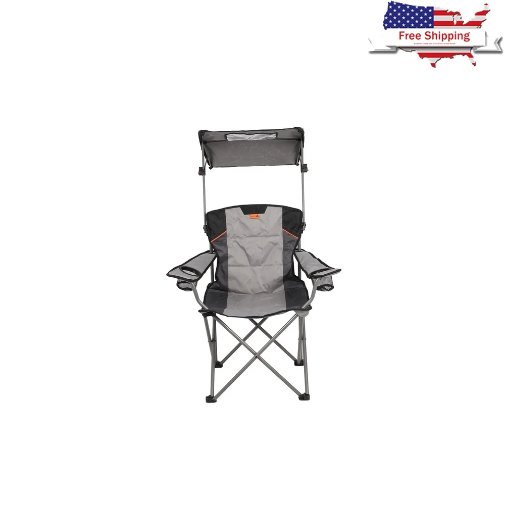

Oversized Quad Folding Canopy Chair Portable Adjustable Shade Durable Padded Seat Mesh Cup Holder Ideal Camping Tailgating