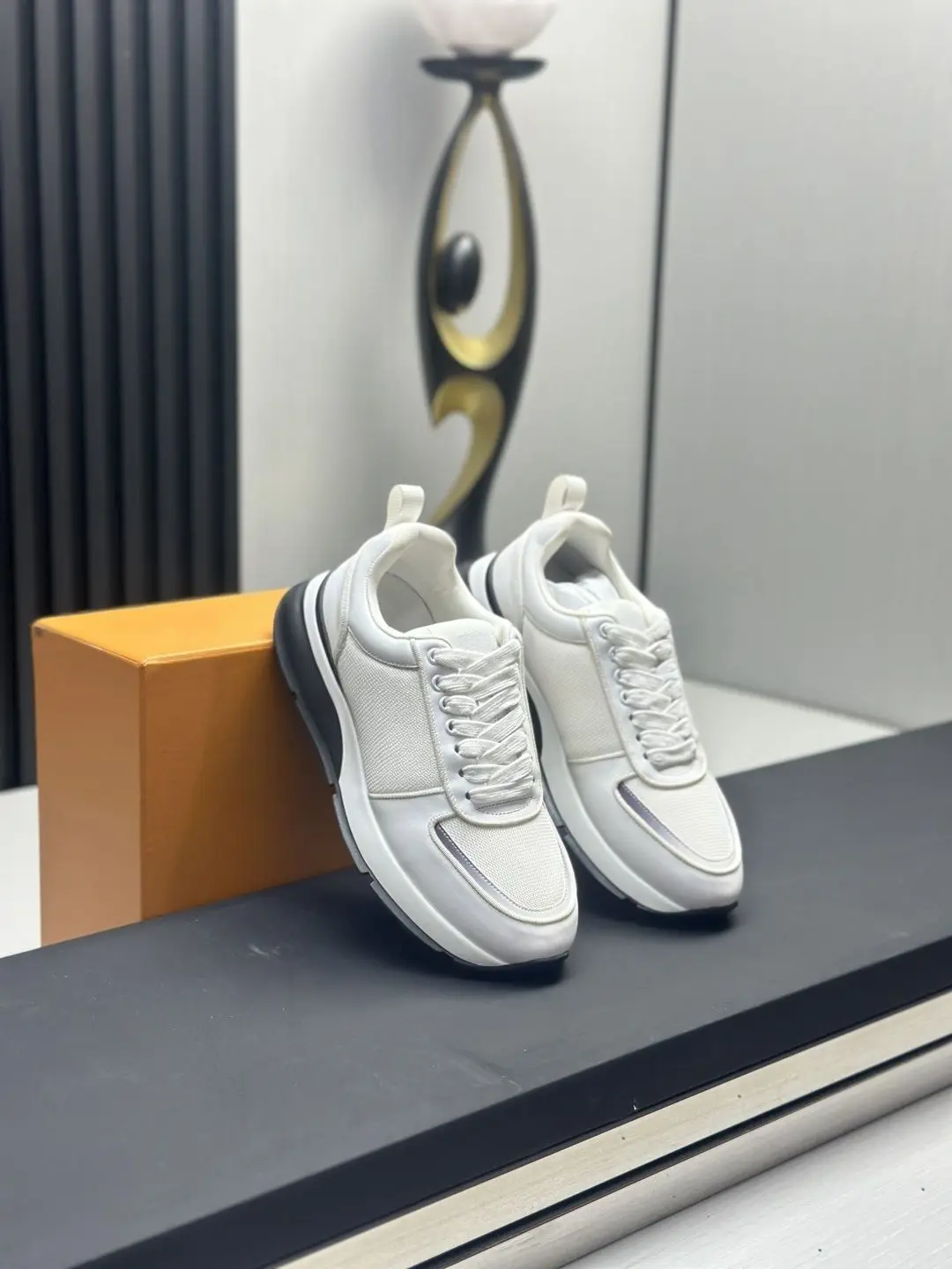 Men Women White Black Patchwork Mesh Casual Sneakers Low Top Breathable PU Splicing Thick Sole Running Shoes Minimalist Couple Lace-up Dad Shoes