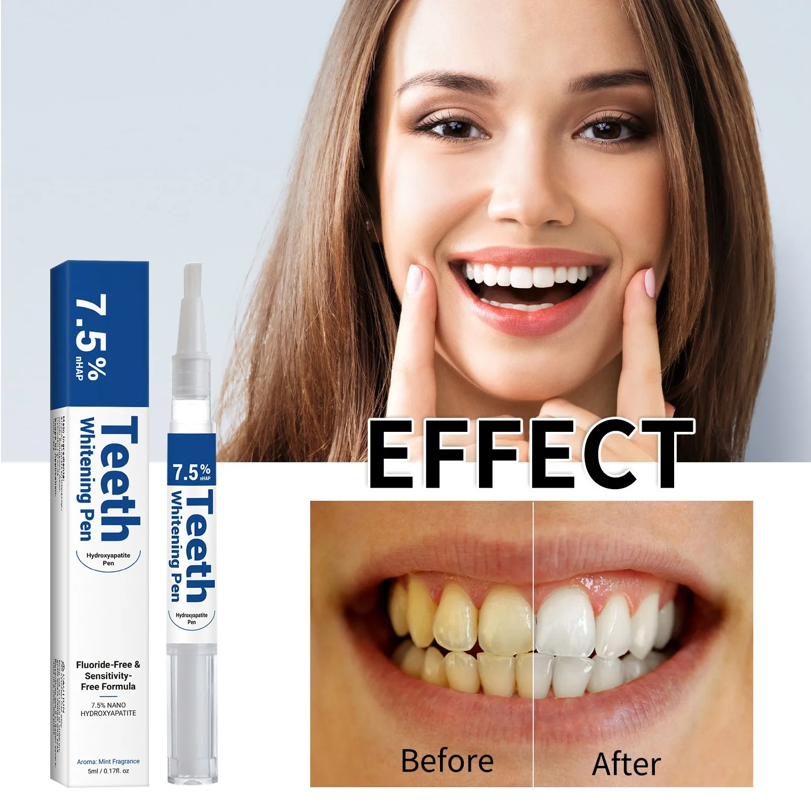 Idroxyapatite Dentifricio Placca dentale Smacchiatore Pulizia Alito fresco orale Migliora lo sbiancamento dei denti sensibile Penna gel per denti