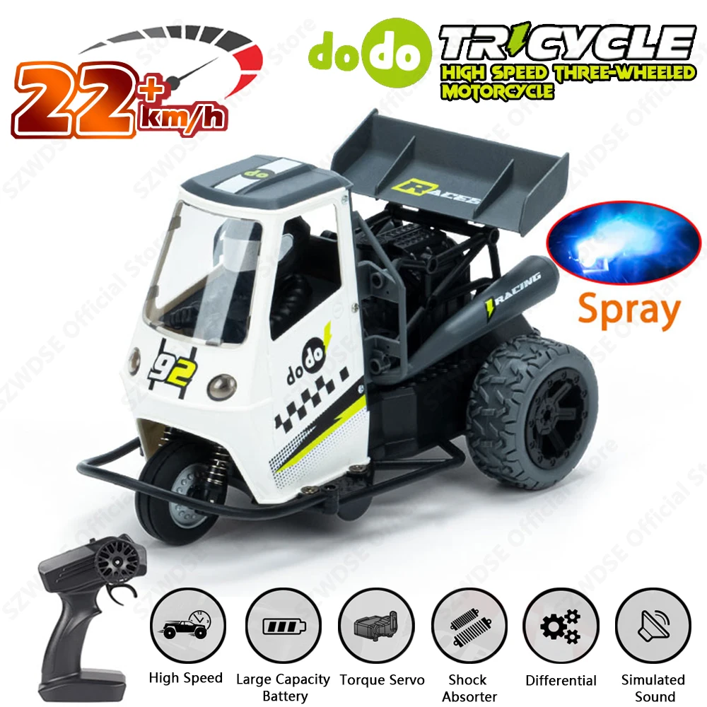 S810 2.4G Three Wheels RC Motorcycle With Light Spray Remote Control Electric High Speed Emulation Motorcycles Toys For Kids