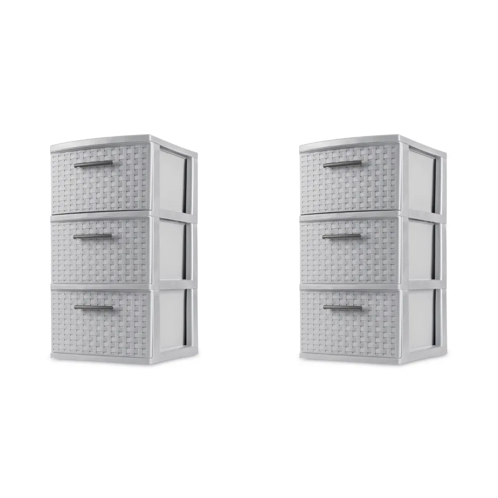 

Sterilite 3 Drawer Weave Tower Plastic, Cement, Set of 2 BPA-free and phthalate-free