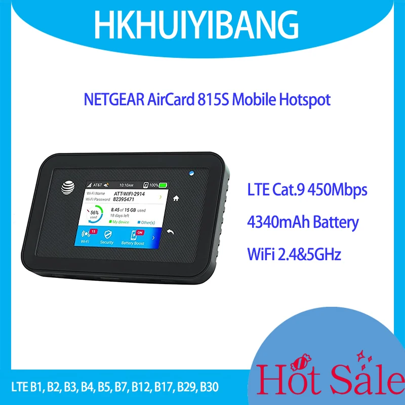 

Unlocked Netgear Aircard AC815S 4G 450M Mobile Hotspot 4340mAh 4G LTE Portable Modem WiFi With Sim Card