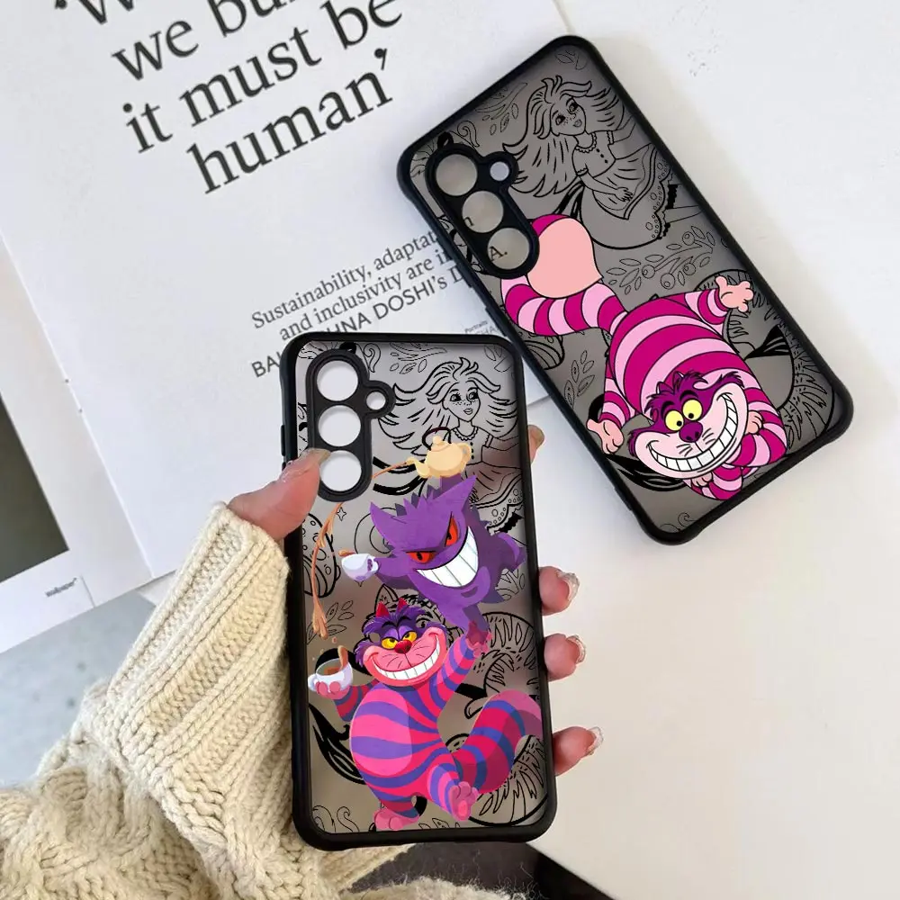 Disney Cheshire Cat Alice in Wonderland Case For Samsung Galaxy S25 S24 S23 S22 S21 S20 Ultra Fe S10 Plus Matte S24Ultra Cover