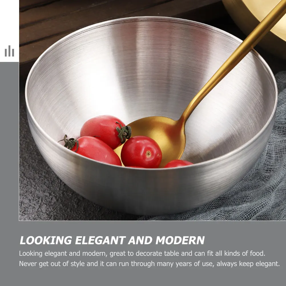 

2Pcs Stainless Steel Salad Bowl Modern Elegant Serving Bowl for Fruit Dessert Noodles Appetizers Easy Clean Space Saving Mixing