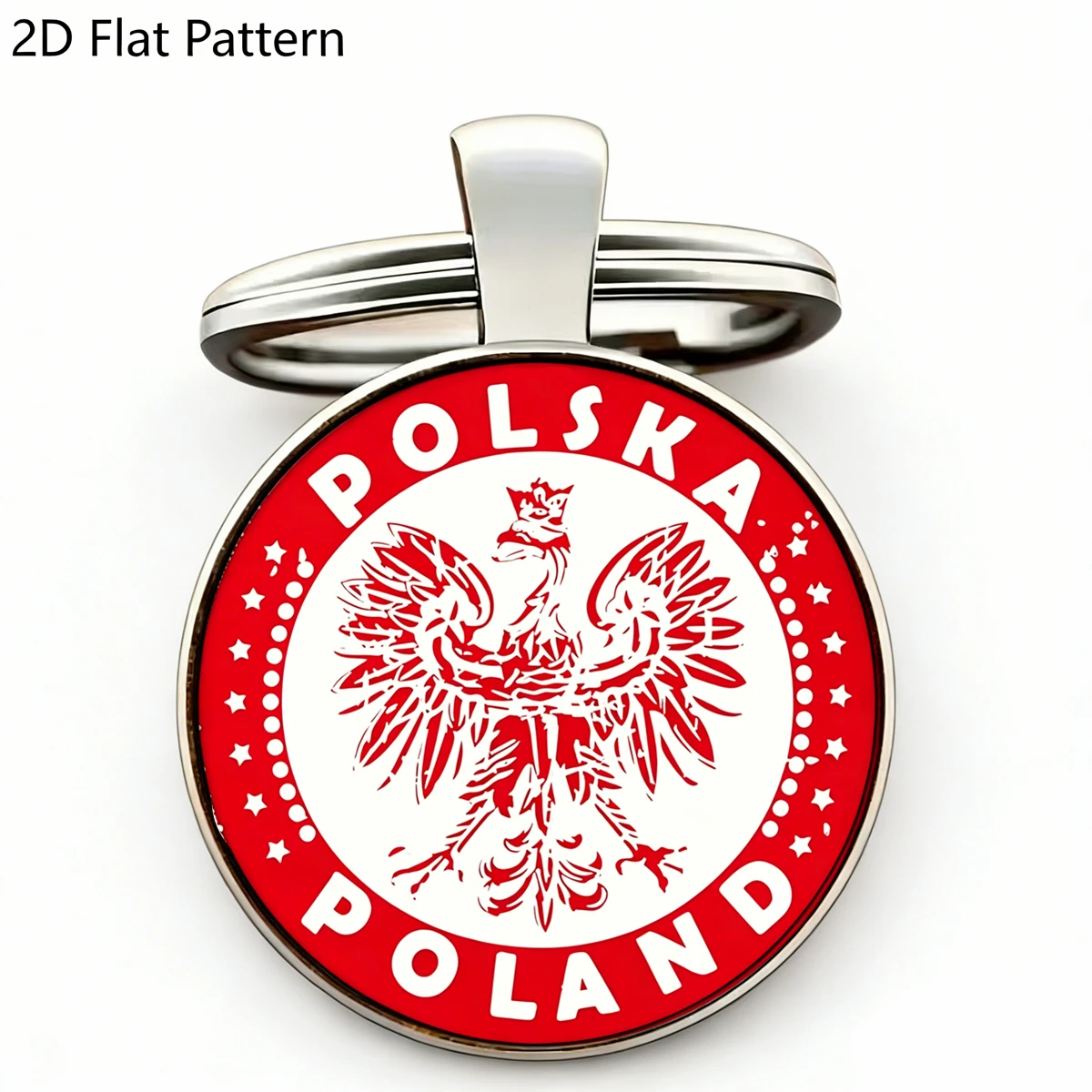 1Pc Polska Poland Eagle Key Chain Glass Dome Pendant Key Ring Polish National Emblem Keychain Souvenir Gift