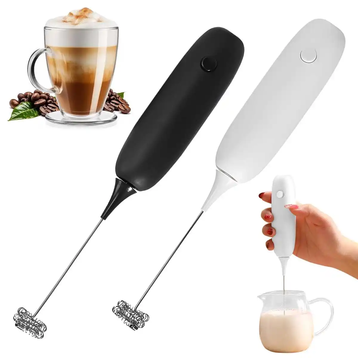 Espumador de Leite Elétrico Portátil Automático para Café, Cappuccino e Latte, Batedor de Cozinha a Pilha