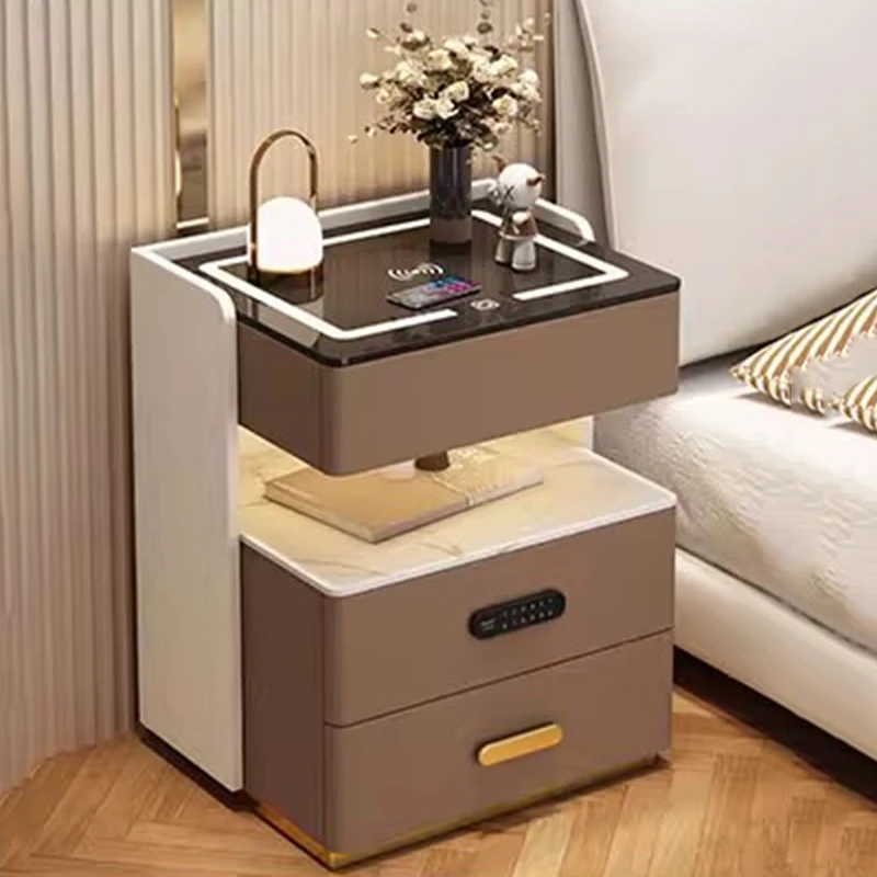 منظم مكبر صوت بلوتوث لغرفة النوم، قفل بصمة الإصبع مريح، منضدة مريحة اقتصادية وعصرية للشحن، أثاث فريد من نوعه