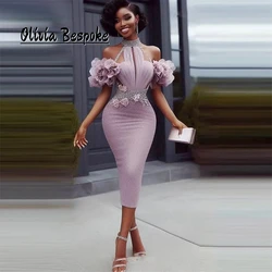 Charming African Lilac Mermaid Evening Dresses Luxury Flowers Crystals Aso Ebi Elegant Party Dresses For Women 2025 Customized