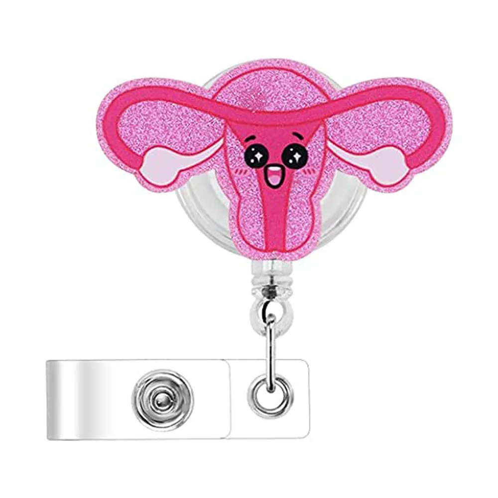 พวงกุญแจแบบคลิปหนีบตราที่ใส่บัตรประชาชนสำหรับนักเรียนที่หนีบป้ายรูปหัวใจสำหรับพยาบาลแบบการ์ตูนน่ารักแฟชั่น