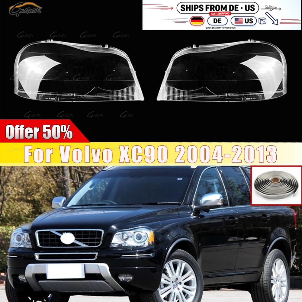 Front Clear Headlight Lens Cover 1Pair With Glue For Volvo XC90 2004-2013 Car Exterior Lamp Repair Replacement Spare Parts