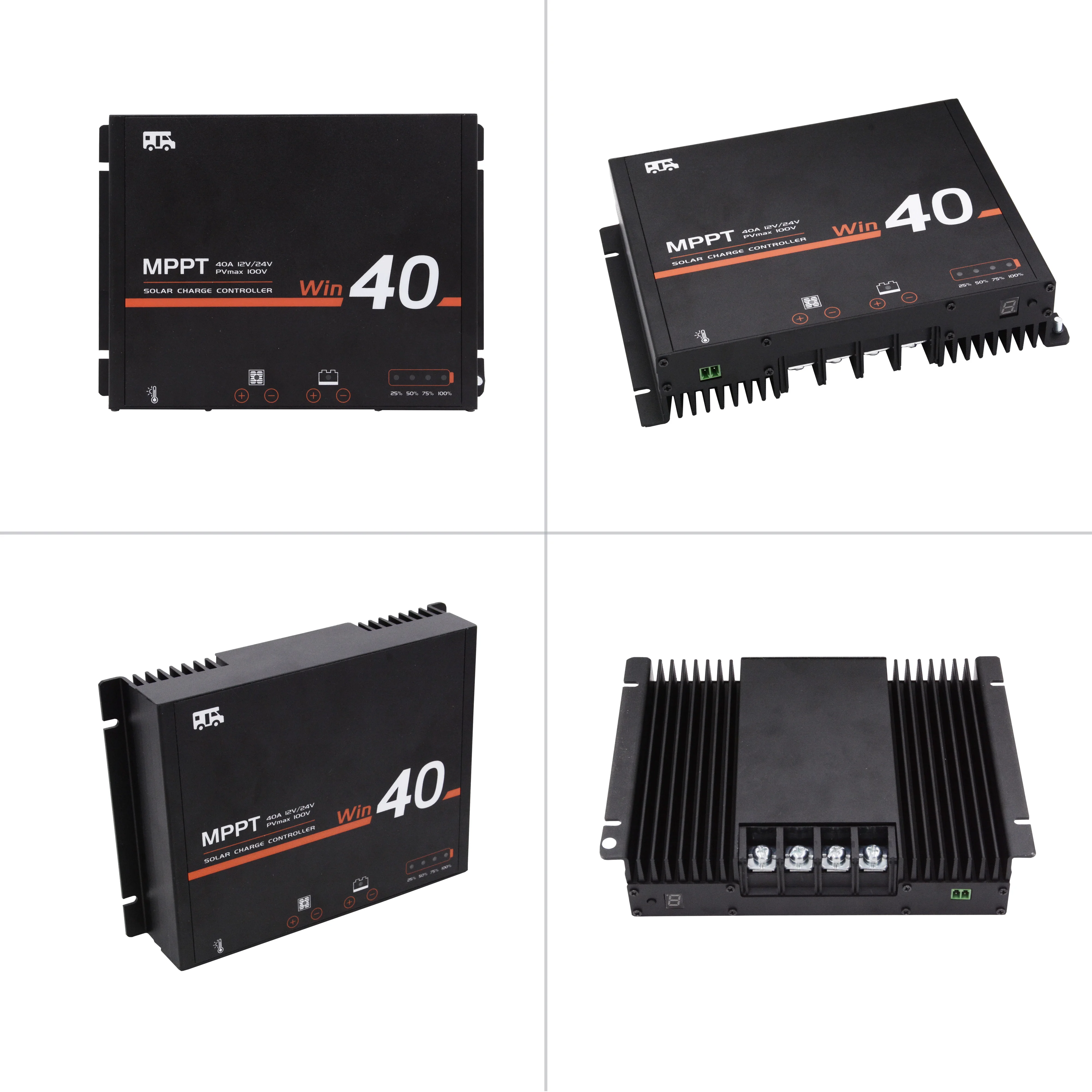 MPPT Solar Charge Controller 12V 24V 40A RV Regulator for Caravan Boat Camper-All Battery-Compatible
