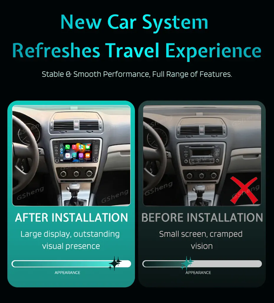 8'' Android 16 Car Radio Multimedia Player for Skoda Octavia 2 A5 2004-2013 GPS Navigation Bluetooth Wireless Carplay Android 4G