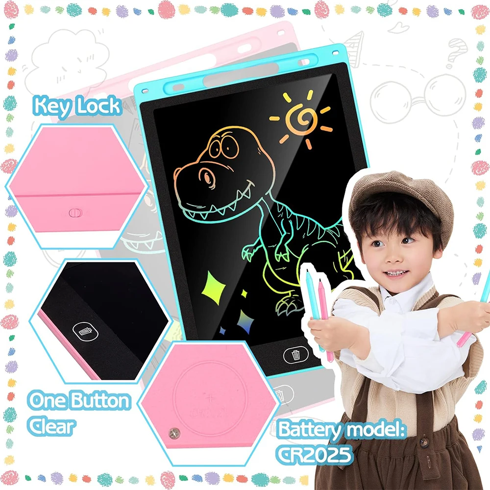 LCD Writing Tablet for Kids Drawing Toddler Toys Doodle Board  Pad Drawing Boys Girls Gift Trip Travel Essentials Learning Games