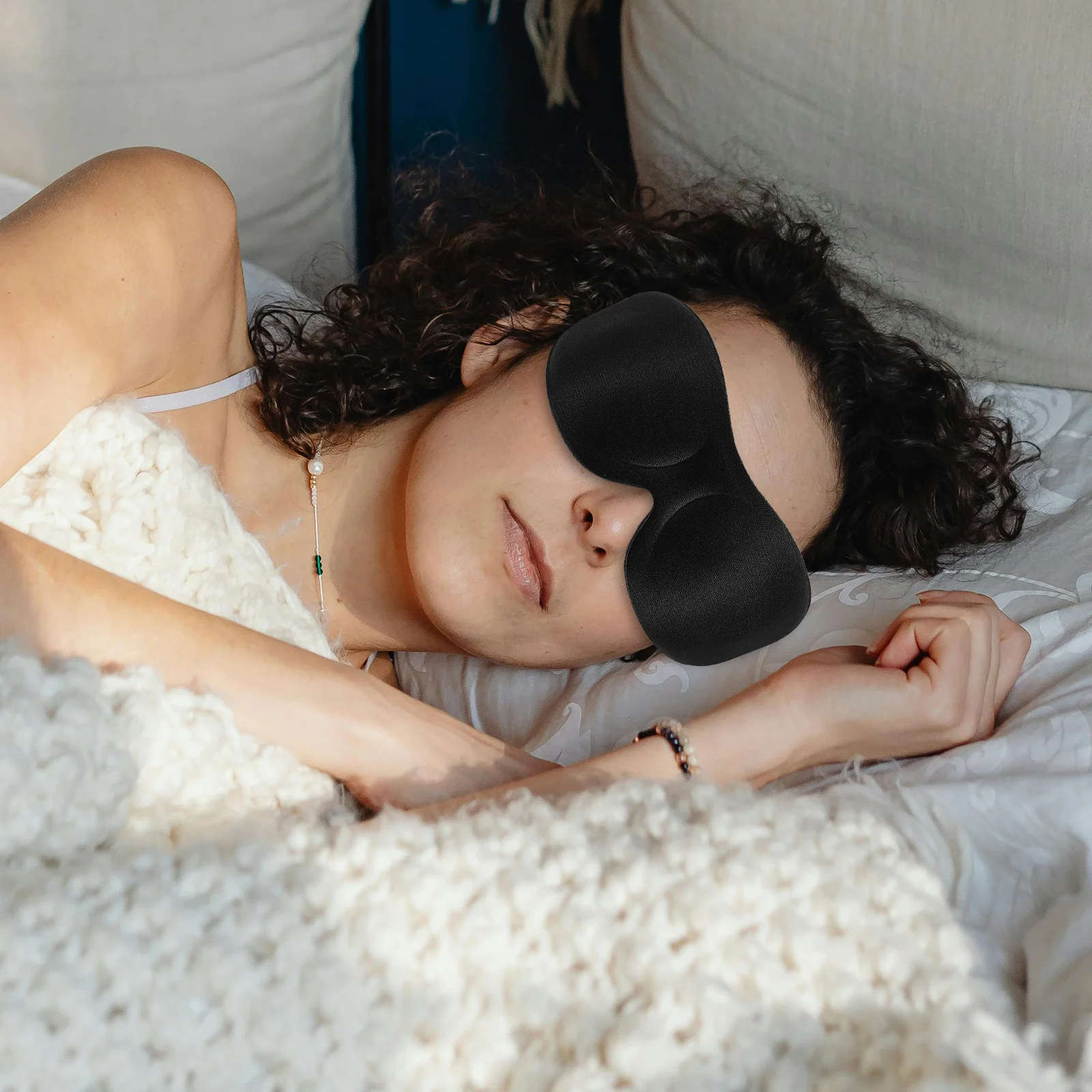 

Eye Mask Sleep Blocking Light Lightweight Breathable Soft Fabric Unisex Sleeping Travel Stress Relief Rapid