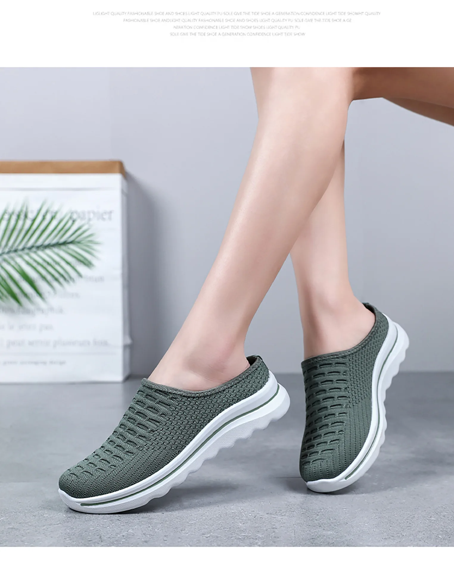 Übergrößen Damen Atmungsaktive Mesh-Pantoletten Slip-On Freizeitschuhe für Innen- und Außenbereich Tägliches Tragen – Detail 18