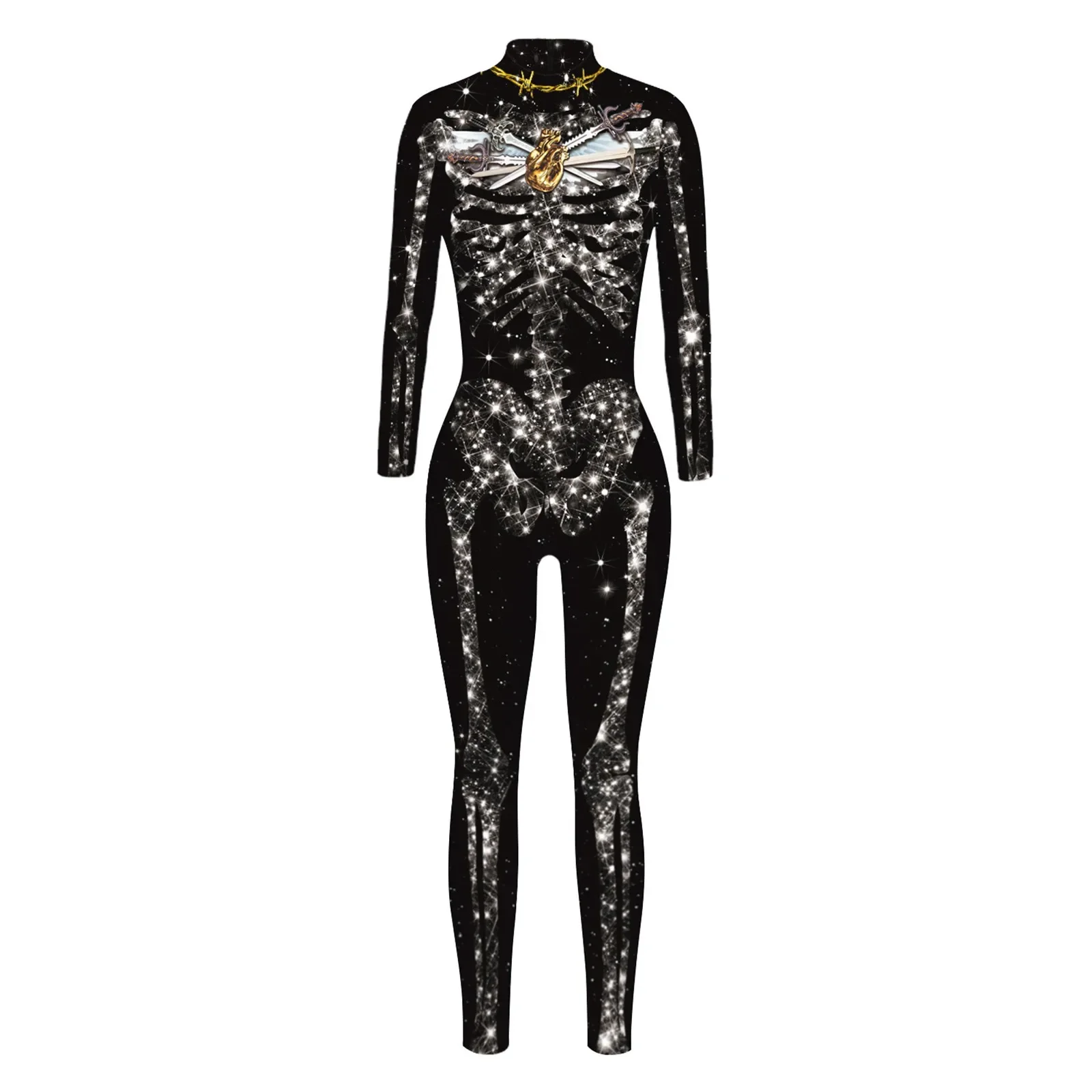 Cosplay mujer esqueleto Robot mono con estampado 3D cremallera trasera disfraz de Halloween mono de cuerpo completo monos para mujer 2024