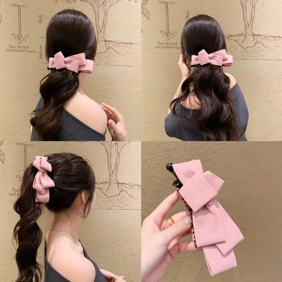 AWAYTR 1pc Fashion Bowknot Bow Banana Clip Korean Elegant Hair Clip Hairpin Girls Cute Ponytail Barrettes Headwear