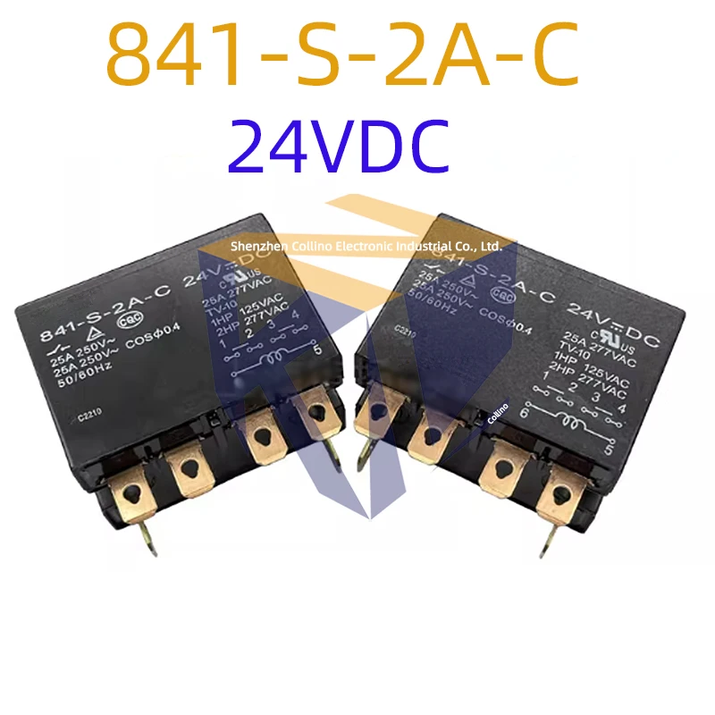 1pcs 841-S-2A-C 24VDC 841-P-2A-C-H 12VDC 24VDC 6pin 2-Group normally open 25A 250VAC relay