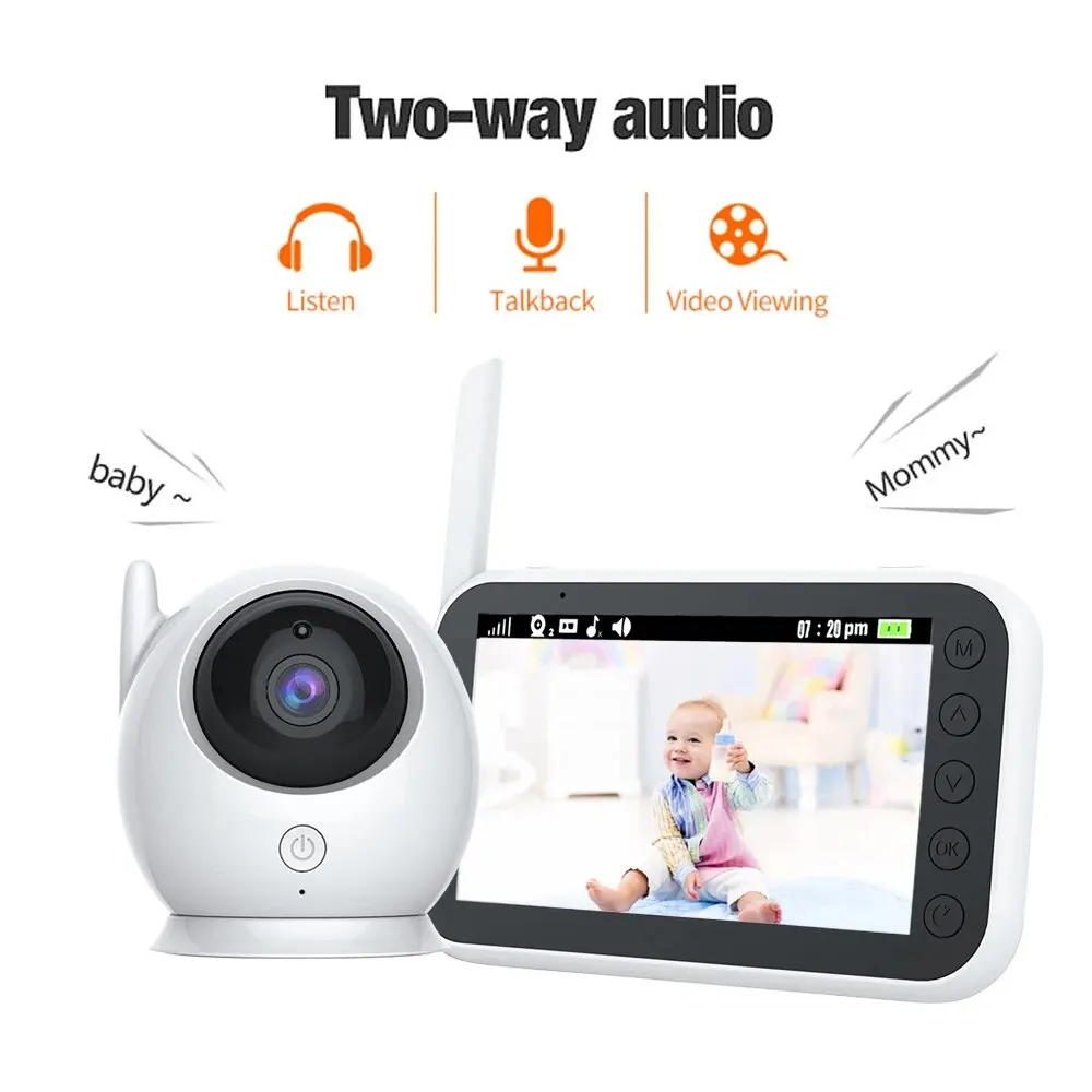 Moniteur vidéo sans fil pour bébé, caméra audio de surveillance, vision nocturne automatique, interphone bidirectionnel, sécurité pour baby-sitter, nounou, 4.3 pouces