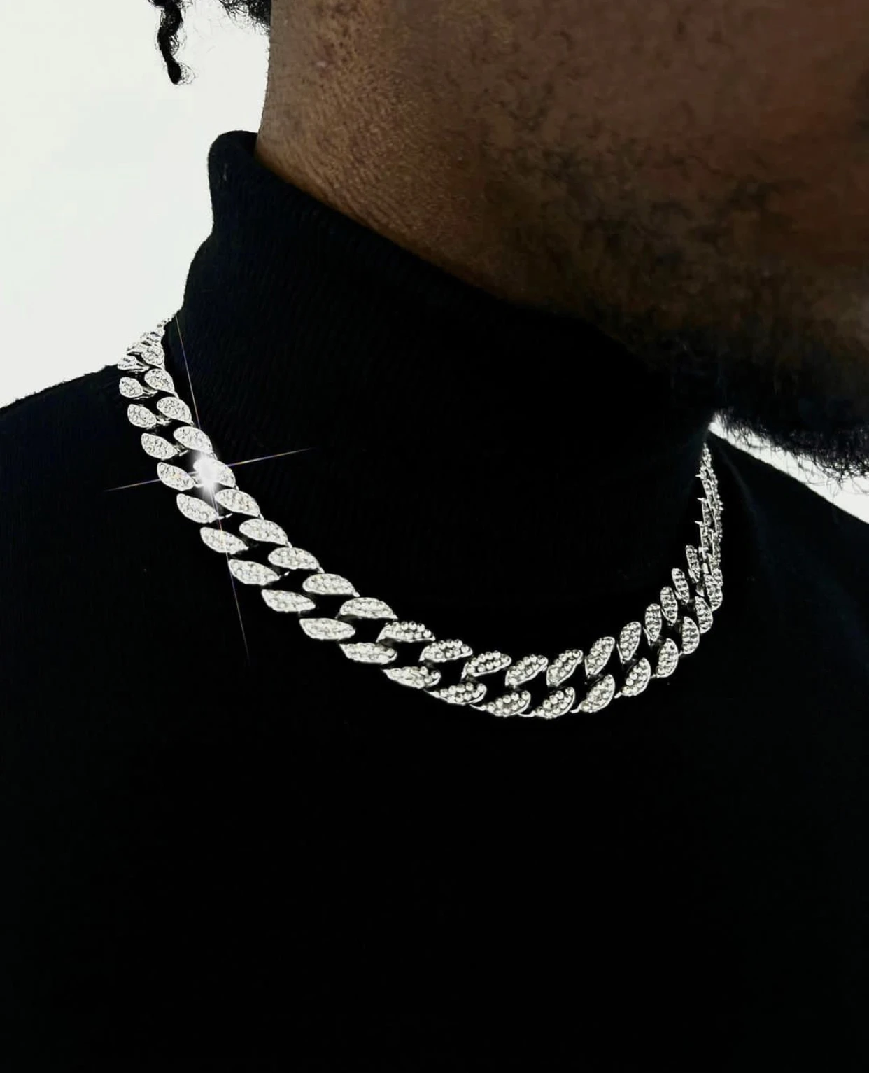 HipHop Men Women 13MM Vvs Moissanite Cuban Link Chain Necklace Bling Iced Out 2 Row 5A Zircon Paved Miami Cuban Necklace Jewelry