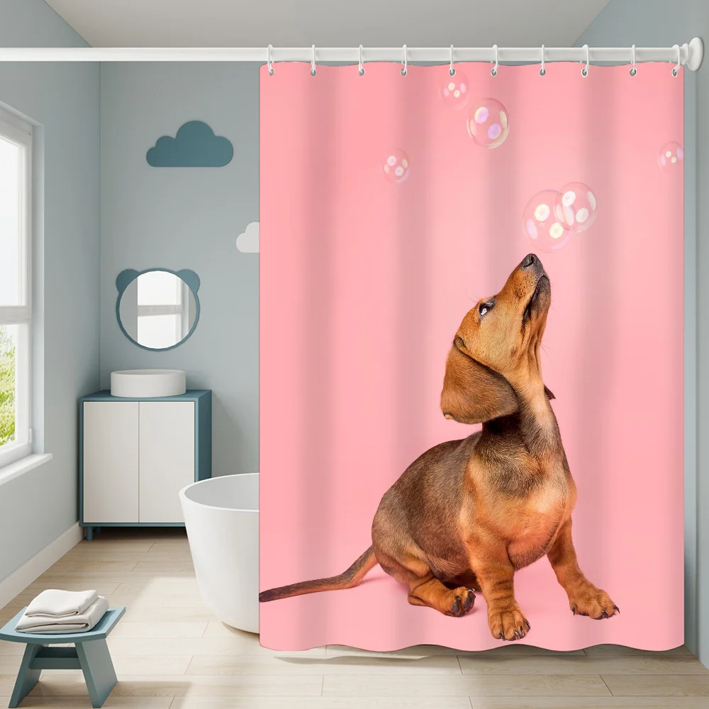 Waterproof Shower Curtain Dachshund Curtains in the Bathroom Accessories Set Bath Fabric Anti-mold Opaque Washable 180x200 Home