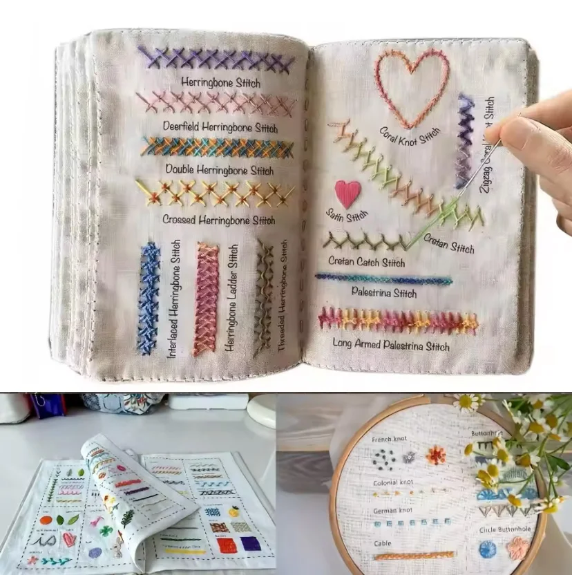 Embroidery Stitch Book For Beginners, DIY Sewing Book Stitch Books, Creative Embroidery Sewing Book, Stitches Books with Pattern