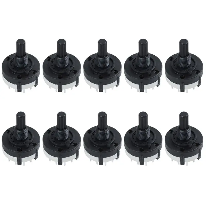 

Чувствительный 10-позиционный 3-полюсный 4-позиционный поворотный переключатель с одной шайбой и ручкой для выбора диапазона частот