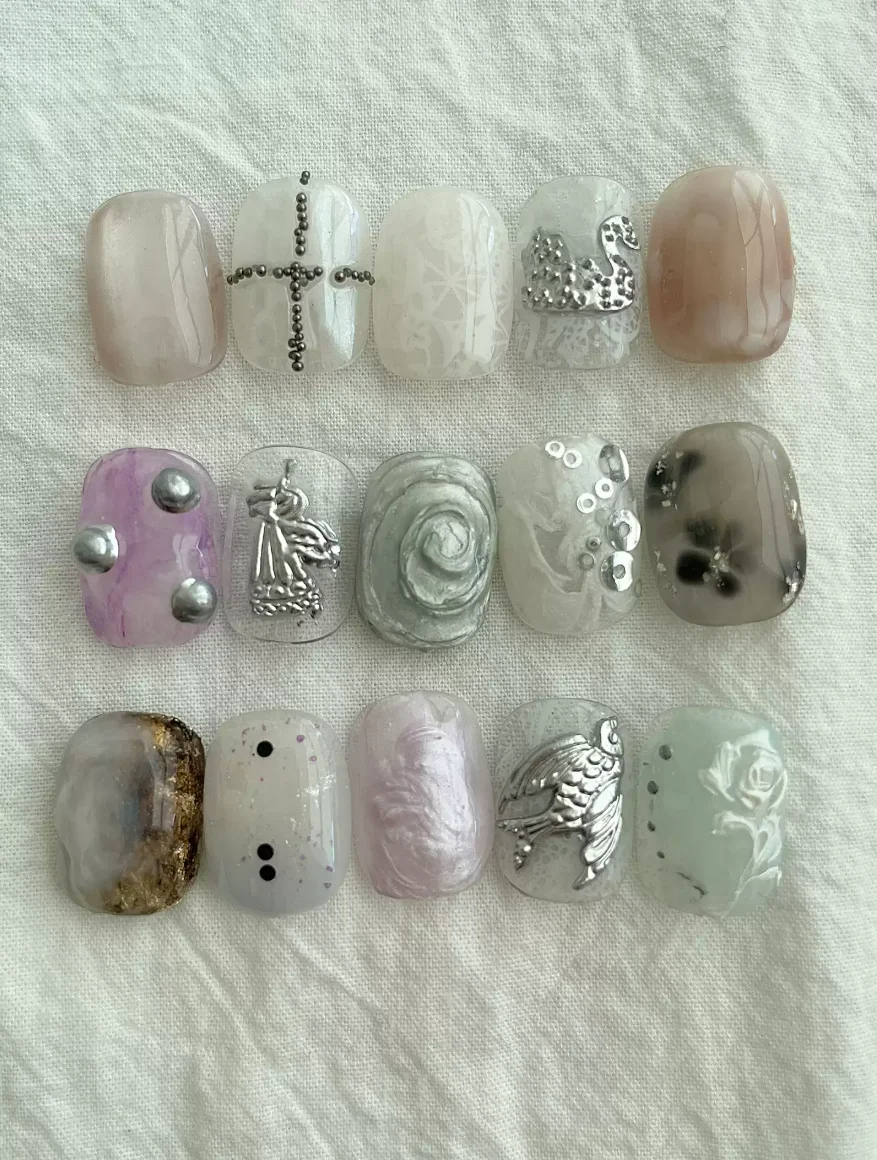 Silk Paper Nail Art Swallow Mushroom Angel Ultra-Thin Mold Silicone Nail Art Mold Manicure Decorations Nail Art Transparent