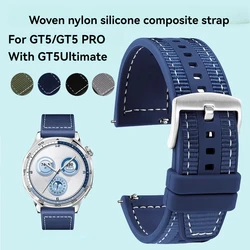 For Huawei GT5 Strap New GT5 Pro Composite Woven Silicone Nylon Smart Sports Waterproof Watch WATCH GT5 Ultimate Wristband 46mm