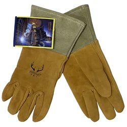 TIG MIG kaynak iş eldivenleri tahıl inek deri kaynakçı ark emniyet el bizon deri