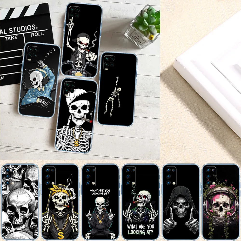 DK11 Cartoon Skeleton Skull Soft Shell Transparent Phone Case for Samsung Galaxy A04 A04S A14 A23 A34 A54 M23 M33 M52 M53