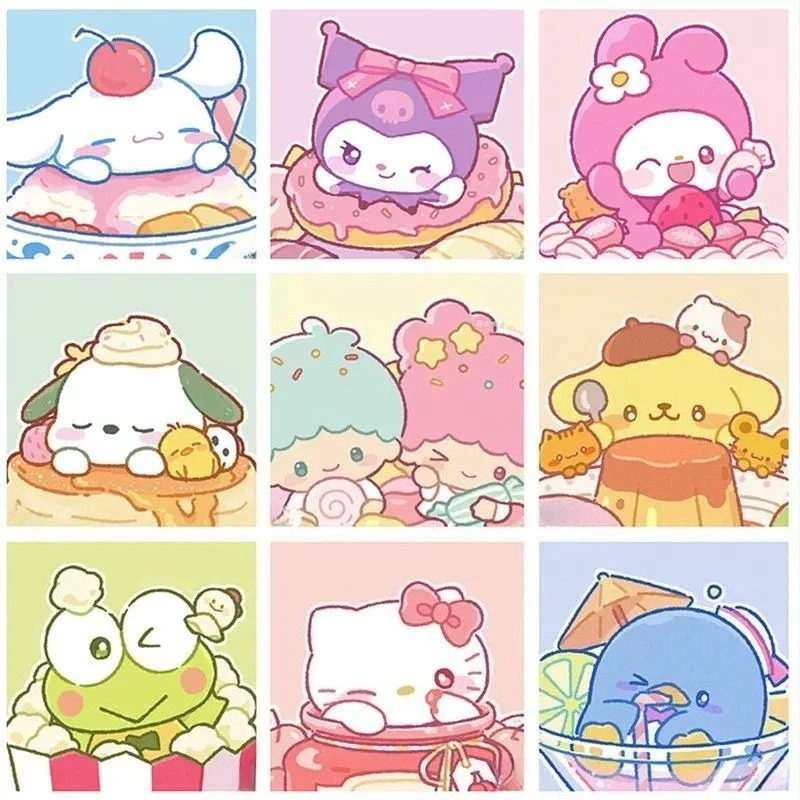 5D DIY Diamantmalerei Niedliche Kuromi Hello Kitty My Melody Kunst Vollbohr-Strassmosaik Wanddekoration Bastelset Geschenk für Zuhause