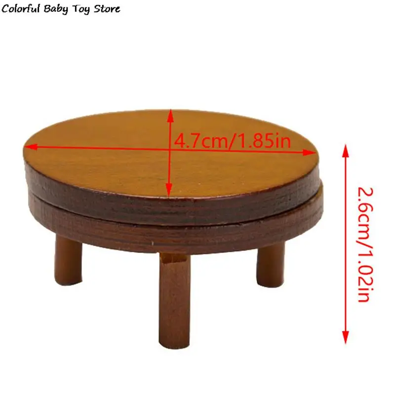 1:12 Dollhouse Miniature Round Table Tea Coffee Table End Table with Mat Furniture Model Decor Toy Doll House Accessories