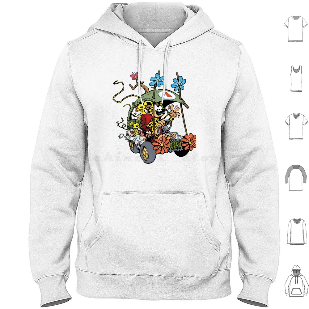 Marsupilami In Car With Family Hoodies Long Sleeve Comic Book Character Yellow André Spirou Belgium France Fantasio Pet