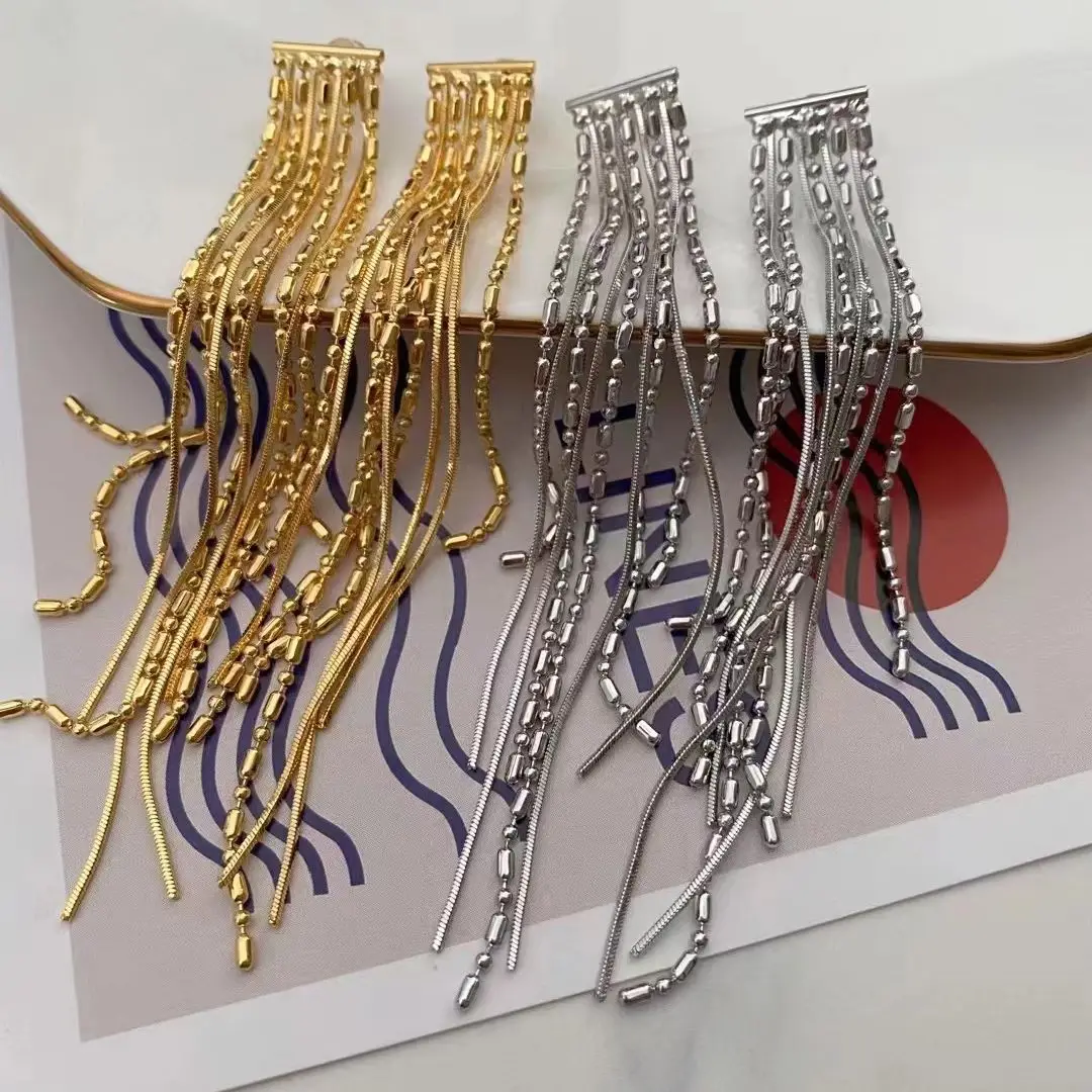 5 Pairs, Long Tassel Earrings Elegant Women Earrings Jewelry Gift 18k Gold Plated Tassel Earrings Jewelry
