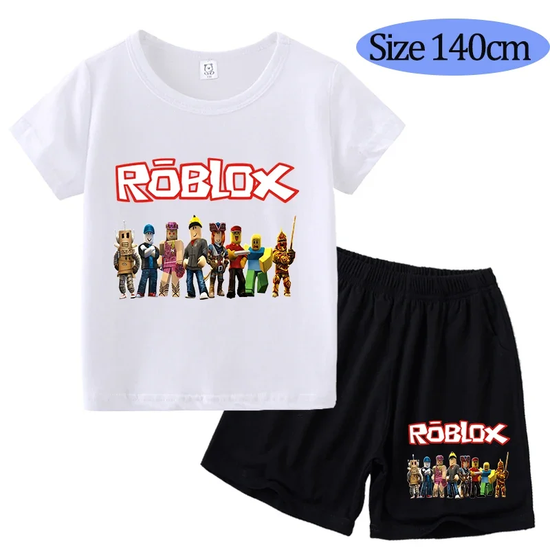 2025 صيف جديد Roblox مجموعة ملابس الأطفال الكرتون تي شيرتات قصيرة الاكمام السراويل ملابس رياضية في الهواء الطلق #6