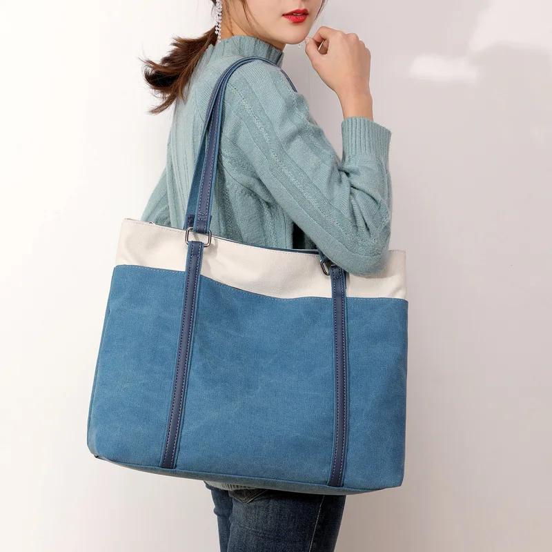 new one shoulder handbag Japanese and Korean leisure Women's trend cloth art pure color bag versatile canvas