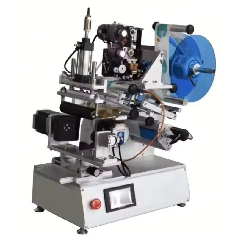 Semi-Automatic Rotary Hexagonal Desktop Pneumatic Label Applicator Machine for Square Erlenmeyer Bottles