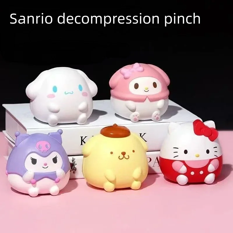 Anime Cinnamoroll Kawaii Sanrio Kuromi Melody Decompression Stress Relief Squishy Hello Kitty Kid Hand Pinch Toy Healing Gift