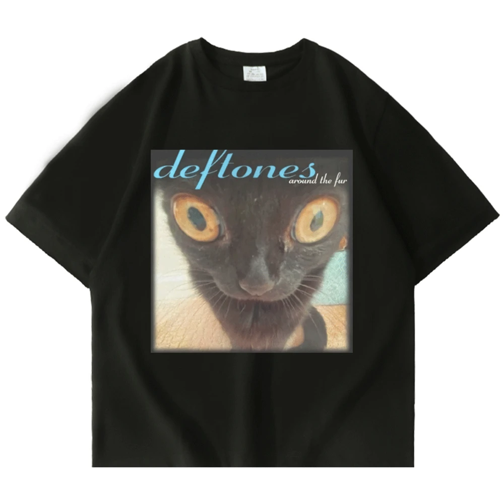 Vintage Loose Mens T-shirts Horror Deftones Skull T Shirt Casual Harajuku Gothic Black Tee Shirt Summer Tops Streetwear Hip Hop